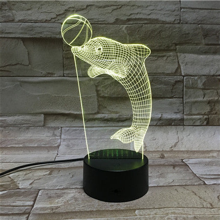 Animal Dolphin 3D Lamp RGB LED USB Mood Night Light Multicolor Switch Touch Remote Luminaria Children Bedroom kids Gift 49