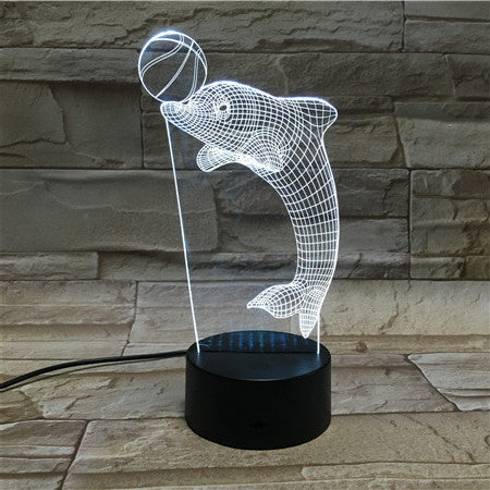 Animal Dolphin 3D Lamp RGB LED USB Mood Night Light Multicolor Switch Touch Remote Luminaria Children Bedroom kids Gift 49