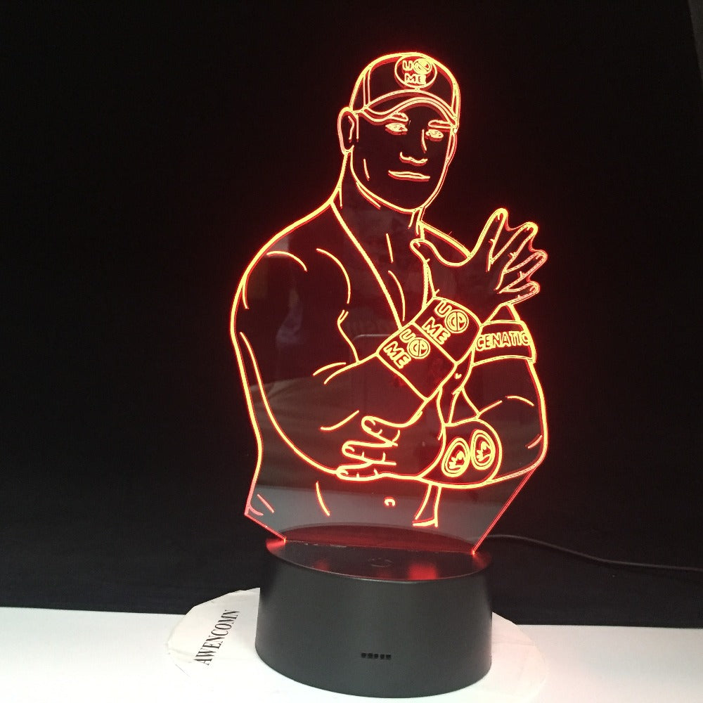 John Cena Sport Wrestler 3D Led Night Light Touch Sensor Color Changing Nightlight for Office Room Decor Cool Table Lamp 3130