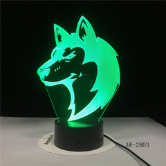 3D Animal Wolfs Head Table Lamp LED USB Creative Baby Sleep Night Light Bedside Light Fixture Bedroom Decor Kids Gifts AW-2803