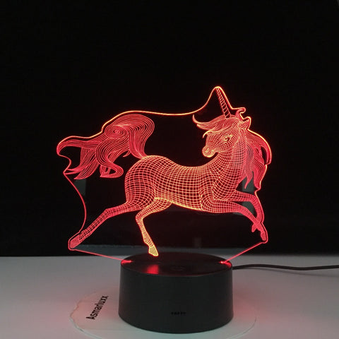 Unicorn 3D LED Night Light Unicornio Party Cartoon Lamp 7 Colors Change Baby for Bedroom Beside Lamp Baby Gifts