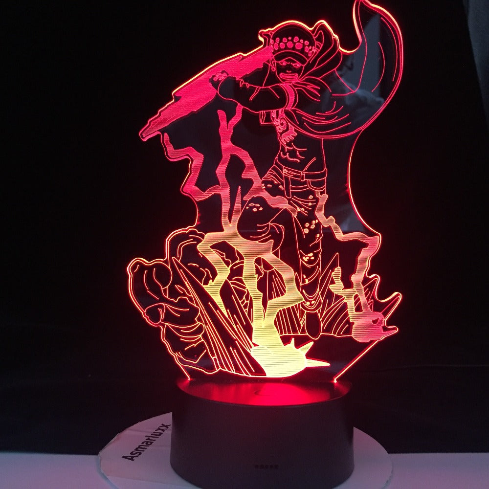 Trafalgar D. Water Law Figure Led ONE PIECE 3d Night Light Lamp Japanese Anime Nightlight for Child Bedroom Decor Lamp Bedside