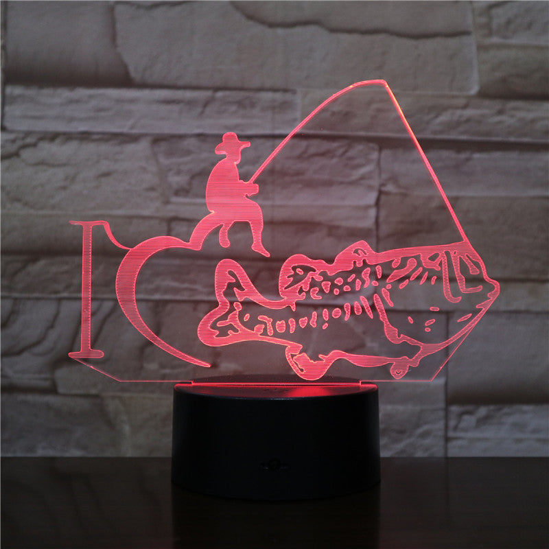 3D-2480 Fishing 3D 7/16 Change Acrylic table night light LED illusion Touch USB lamp Boy kids toy Gift