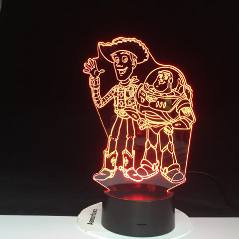 3D-4349 Toy 3D LED Night Light Woody Buzz Lightyear 7 Color Changing Lamp Room Decoration Action Figure Toy For Christmas Gift