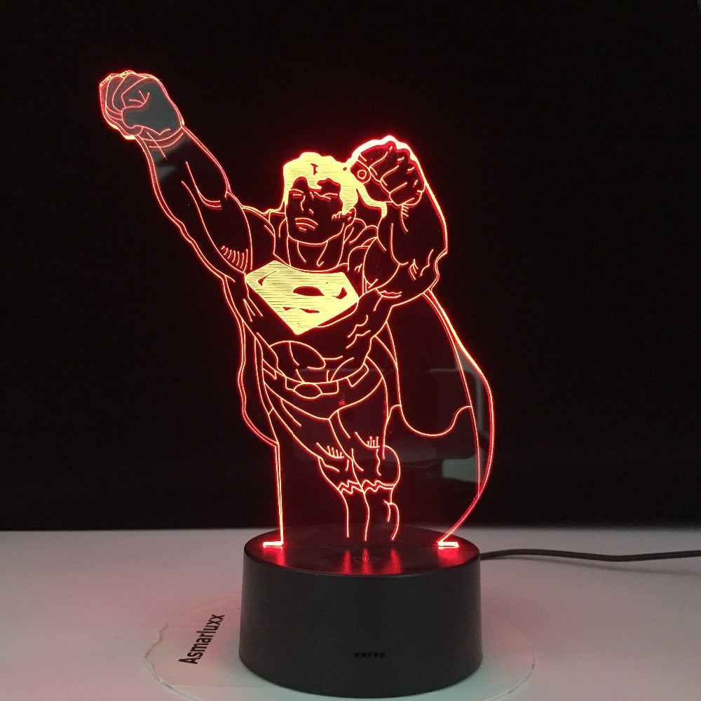 3D-3471 Superman Night Light Lamp 3D Illusion Nightlight for Child Bedroom Decor Usb Battery Powered lamp Awesome Christmas Gift