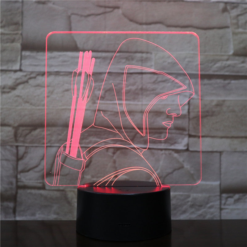 3D-2139 Man With Arrows LED Acrylic Night Light with 7 Colors Touch Remote Control Illusion Change Gift