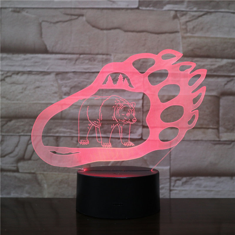 Bear Design Paw Shape LED 3D Night Light with 16 Colors Remote Change Kids Sleeping Night Atmosphere3D-2248 Dropshipping
