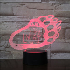 Bear Design Paw Shape LED 3D Night Light with 16 Colors Remote Change Kids Sleeping Night Atmosphere3D-2248 Dropshipping