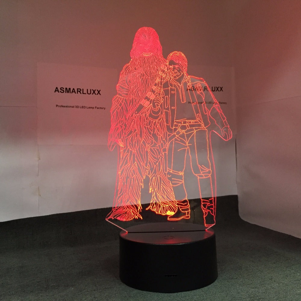 Chewbacca and Han Solo Shape 3D Lamp LED Light Touch Controller Table Lamp Night Lamp Model Toy Star Wars Gift Drop Ship