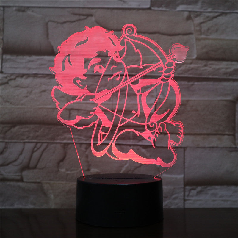 3D-2046 Cupid the God of love arrow LED Night Lamp with 7 Colors Illusion