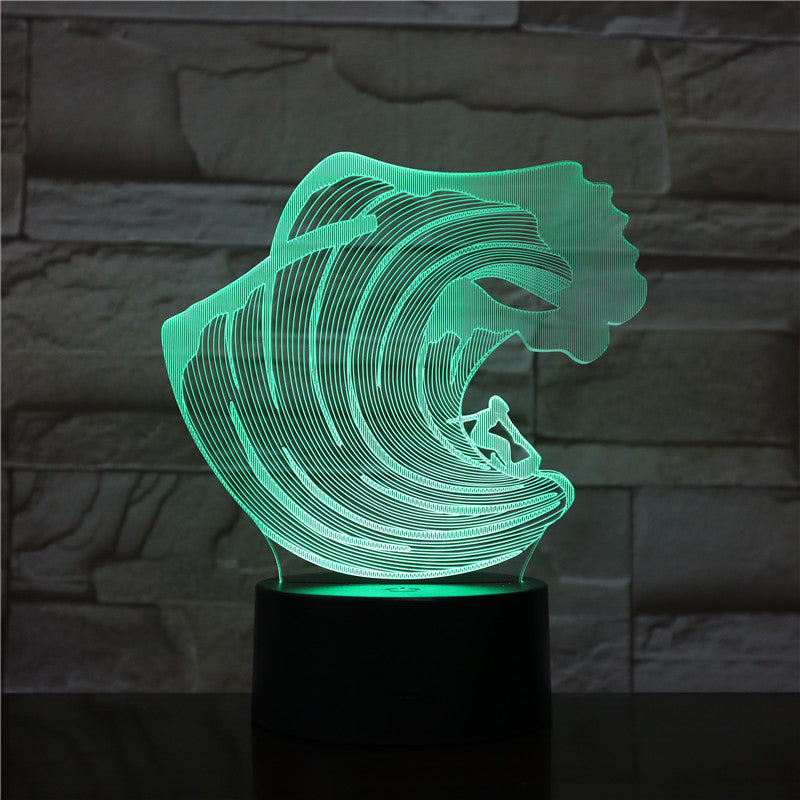 3D-1606 Surfing LED Acrylic Night Light with 7 Colors Touch Remote Control Illusion Change Home Decoration Lights
