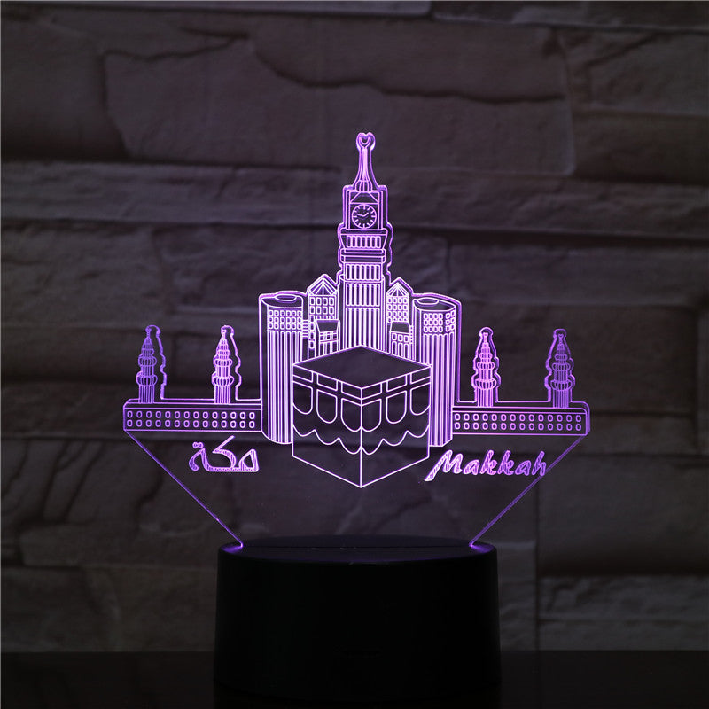 Mecca Mosque Makka Usb 3D Led Night Light Lamp Decoration RGB Kids Baby Gift Famous Buildings Table Lamp Bedside Decor AW-1575