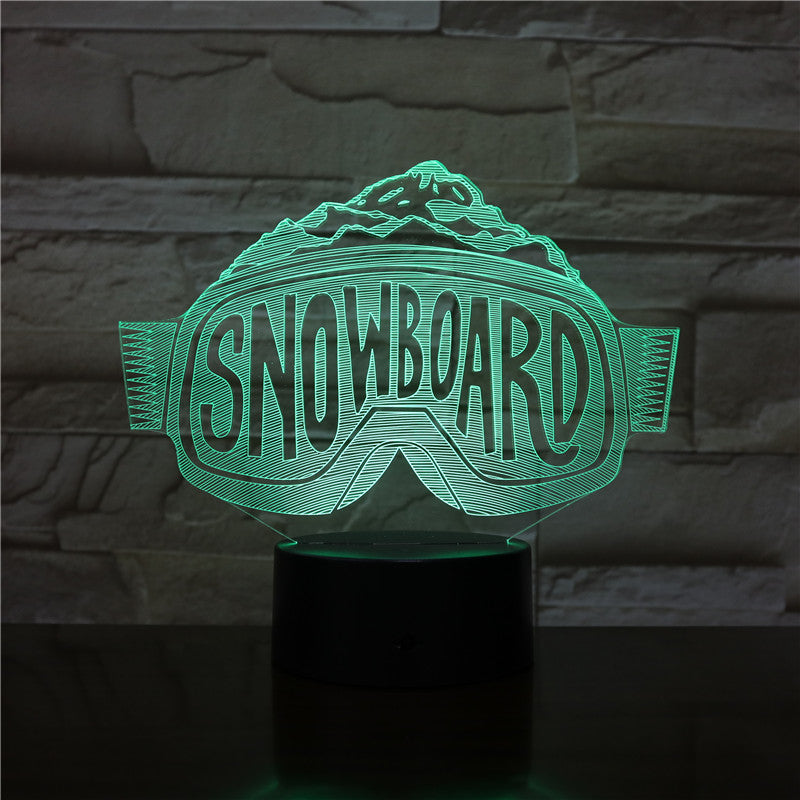 3D-2530 Snowboard Glass Shape LED Acrylic Night Light with 7 Colors Touch Remote Control Illusion Change Gift for Lovers