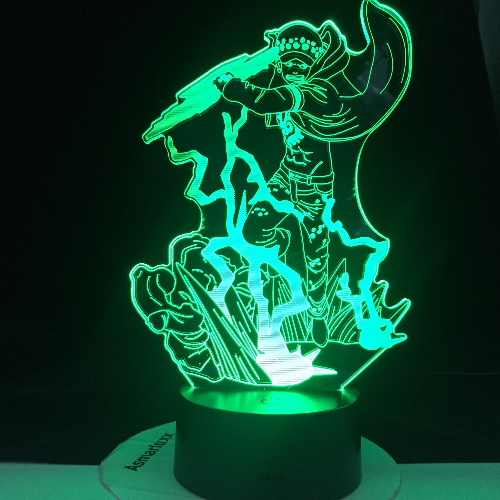 Trafalgar D. Water Law Figure Led ONE PIECE 3d Night Light Lamp Japanese Anime Nightlight for Child Bedroom Decor Lamp Bedside