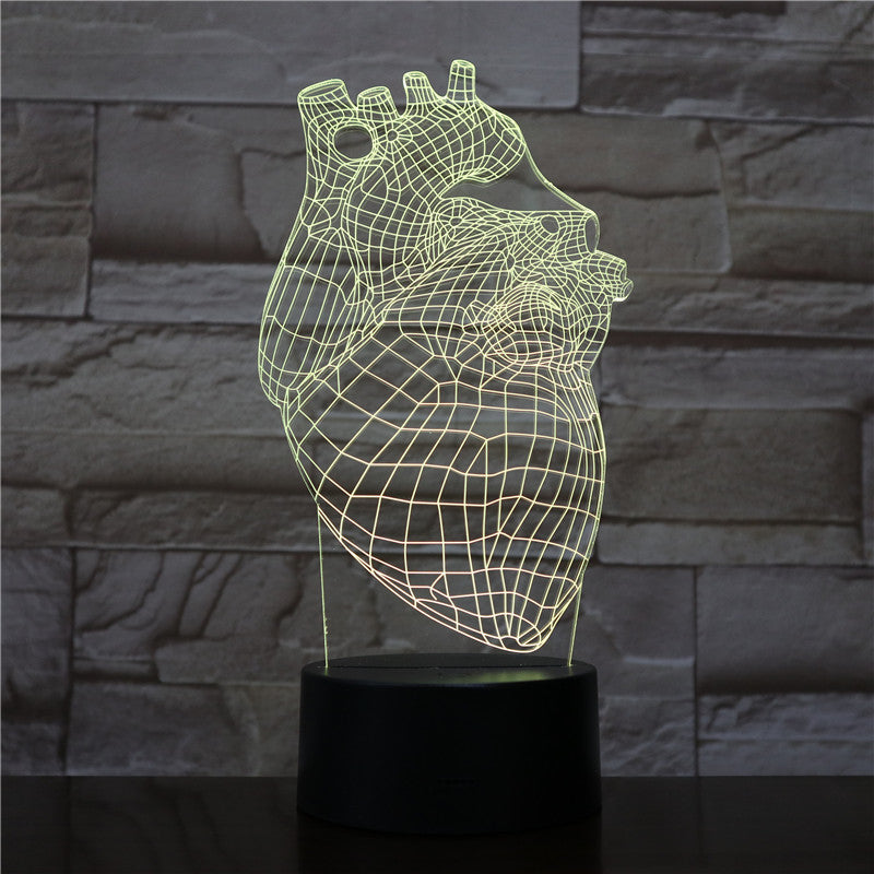 The Heart Shape 3D Lamp Battery Powered 7 Colors with Remote Cool Present for Children Atmosphere Led Night Light Lamp