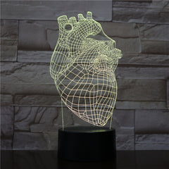 The Heart Shape 3D Lamp Battery Powered 7 Colors with Remote Cool Present for Children Atmosphere Led Night Light Lamp
