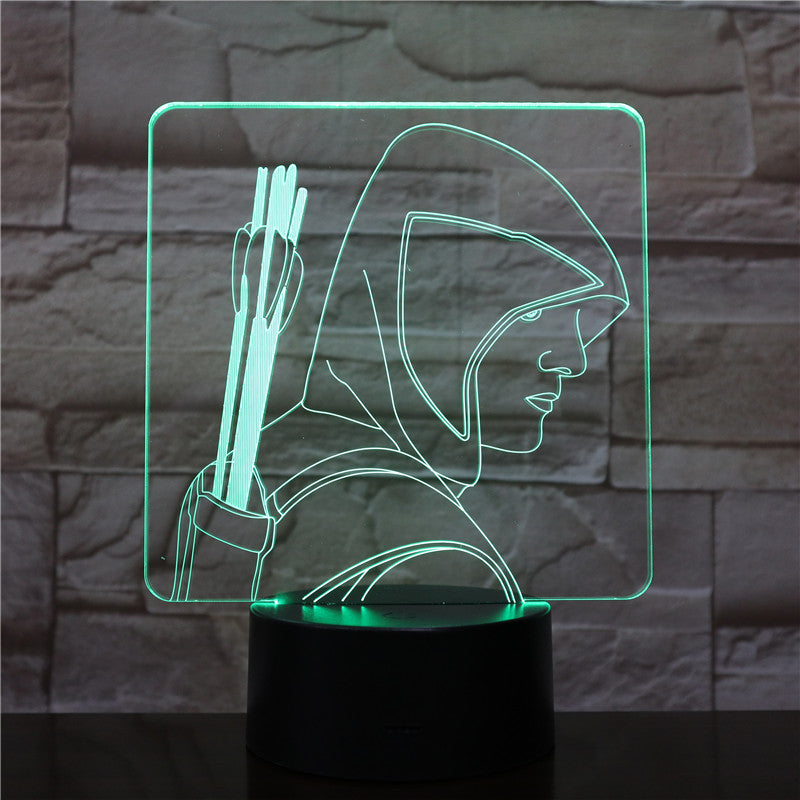 3D-2139 Man With Arrows LED Acrylic Night Light with 7 Colors Touch Remote Control Illusion Change Gift