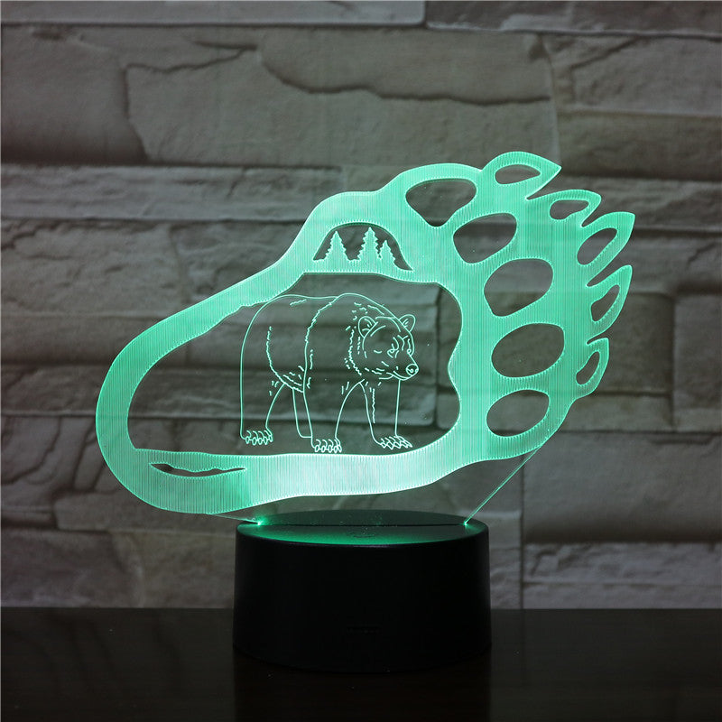 Bear Design Paw Shape LED 3D Night Light with 16 Colors Remote Change Kids Sleeping Night Atmosphere3D-2248 Dropshipping