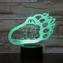 Bear Design Paw Shape LED 3D Night Light with 16 Colors Remote Change Kids Sleeping Night Atmosphere3D-2248 Dropshipping