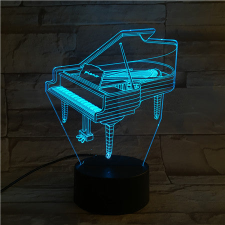 Piano - 3D Optical Illusion LED Lamp Hologram