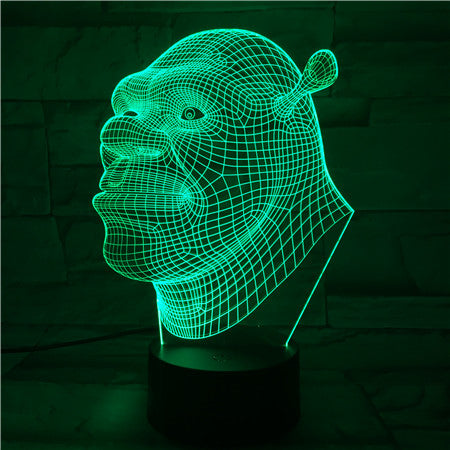 Shrek Face- 3D Optical Illusion LED Lamp Hologram