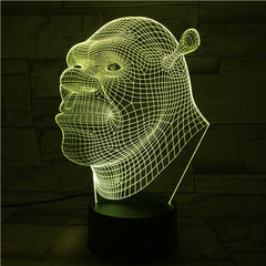 Shrek Face- 3D Optical Illusion LED Lamp Hologram