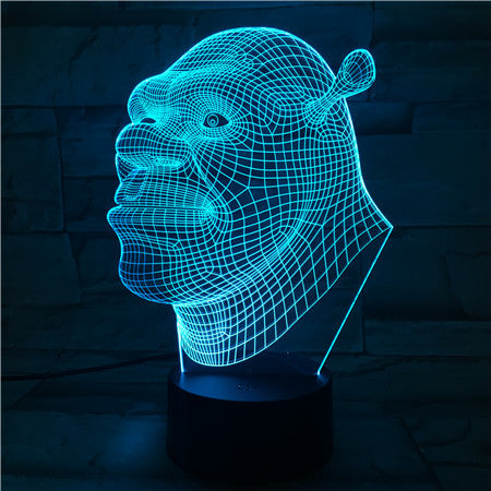 Shrek Face- 3D Optical Illusion LED Lamp Hologram