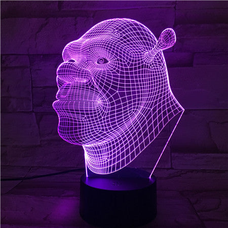 Shrek Face- 3D Optical Illusion LED Lamp Hologram