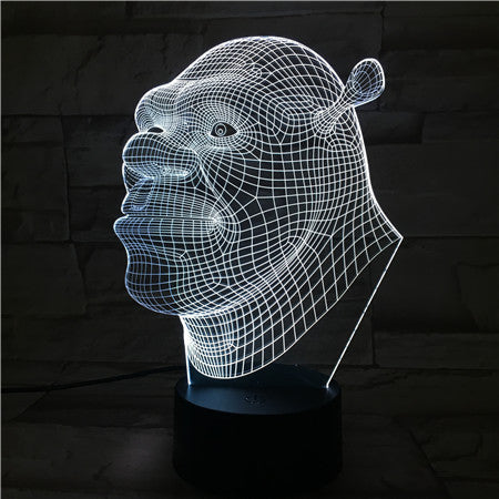 Shrek Face- 3D Optical Illusion LED Lamp Hologram