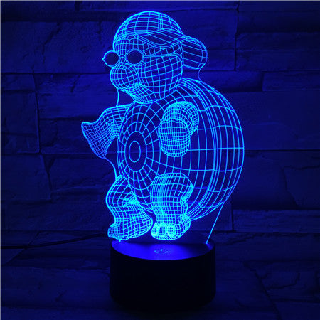 Turtle in Glasses - 3D Optical Illusion LED Lamp Hologram