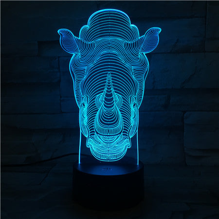 Rhino - 3D Optical Illusion LED Lamp Hologram