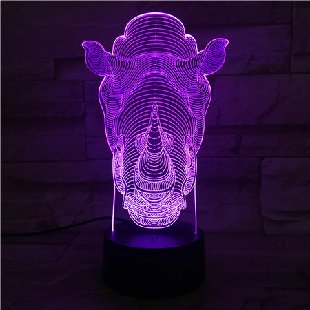 Rhino - 3D Optical Illusion LED Lamp Hologram