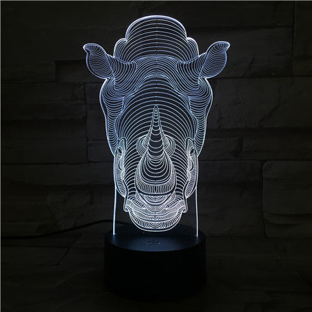 Rhino - 3D Optical Illusion LED Lamp Hologram