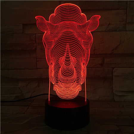 Rhino - 3D Optical Illusion LED Lamp Hologram