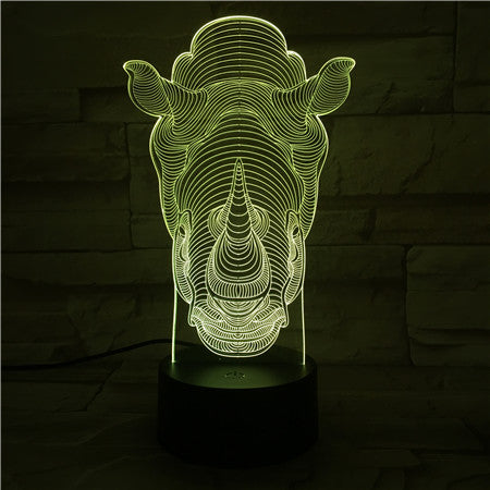 Rhino - 3D Optical Illusion LED Lamp Hologram