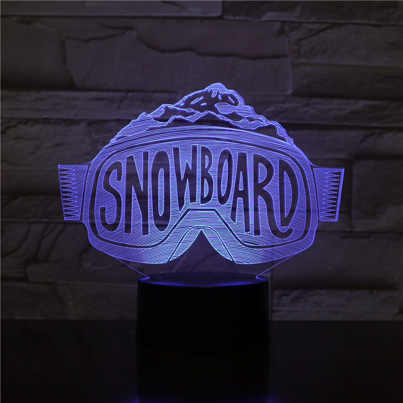 3D-2530 Snowboard Glass Shape LED Acrylic Night Light with 7 Colors Touch Remote Control Illusion Change Gift for Lovers