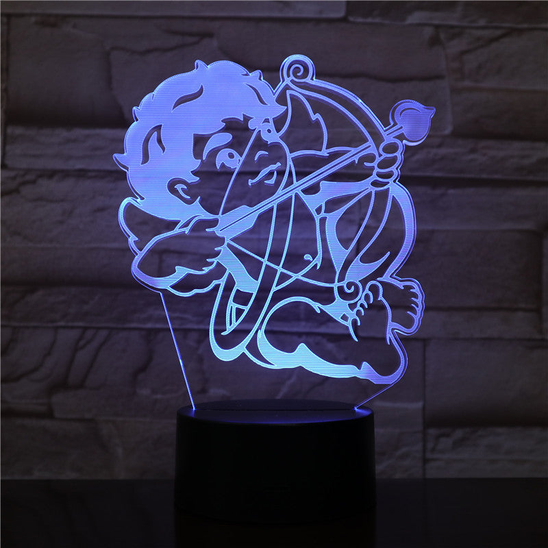 3D-2046 Cupid the God of love arrow LED Night Lamp with 7 Colors Illusion