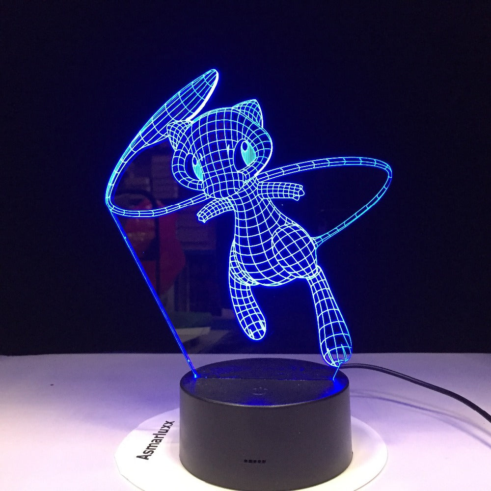 Mew Pokemon Go Lovely 3D Lamp 7 Colors Led Night Lamps For Kids Touch Led Usb Table Lampara Baby Cartoon Sleeping Nightlight