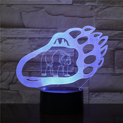 Bear Design Paw Shape LED 3D Night Light with 16 Colors Remote Change Kids Sleeping Night Atmosphere3D-2248 Dropshipping