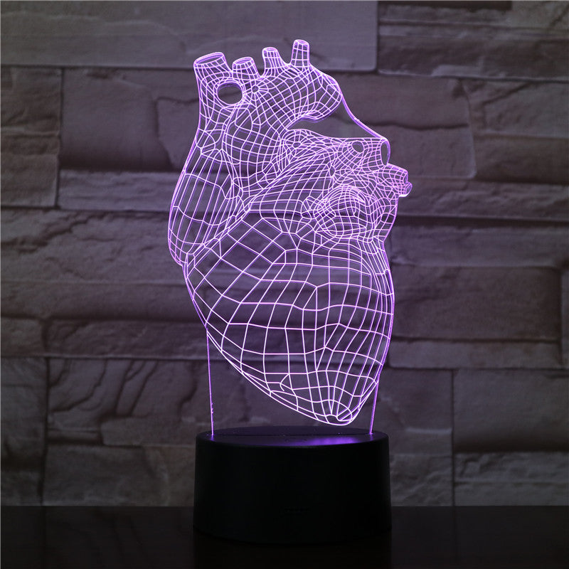 The Heart Shape 3D Lamp Battery Powered 7 Colors with Remote Cool Present for Children Atmosphere Led Night Light Lamp