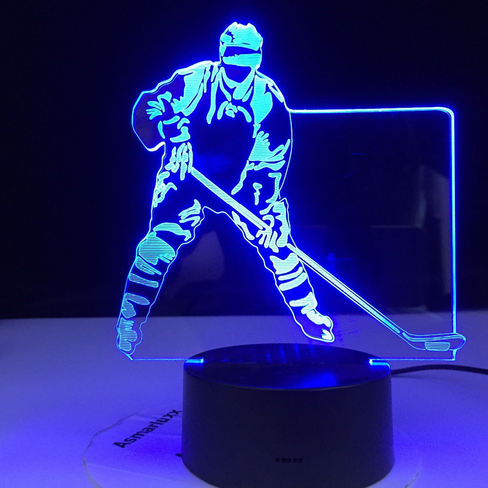 Colorful Touch 3d Led Night Light Hockey Lamp USB Illusion Atmosphere Table Lamp for Children Baby Kids Gift Bedside Bedroom