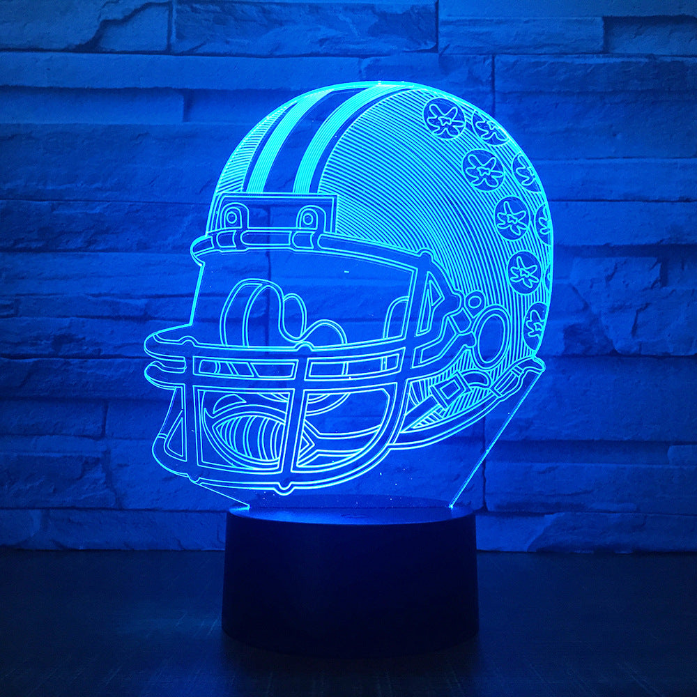 American Football Helmet Sports Caps 3D Lamp Team Logo Multicolors Lava LED Lighting Night Luminaria Best Fans Gift