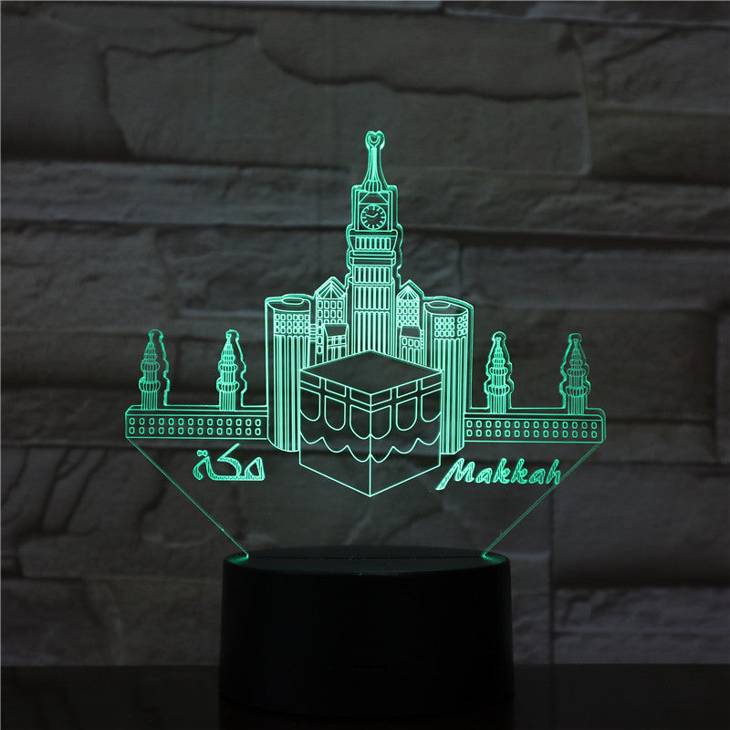 Mecca Mosque Makka Usb 3D Led Night Light Lamp Decoration RGB Kids Baby Gift Famous Buildings Table Lamp Bedside Decor AW-1575