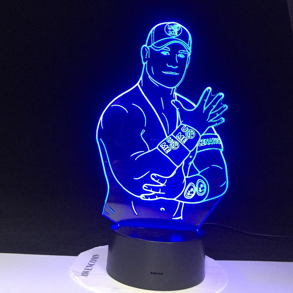 John Cena Sport Wrestler 3D Led Night Light Touch Sensor Color Changing Nightlight for Office Room Decor Cool Table Lamp 3130