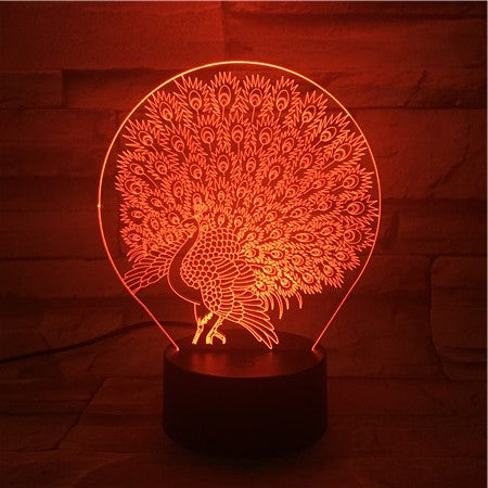 Peacock - 3D Optical Illusion LED Lamp Hologram