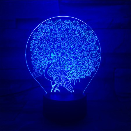 Peacock - 3D Optical Illusion LED Lamp Hologram