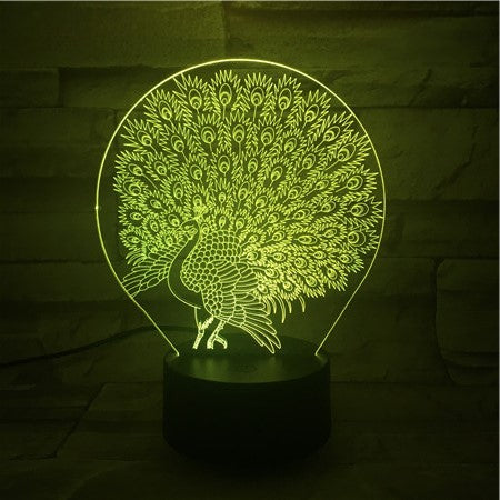 Peacock - 3D Optical Illusion LED Lamp Hologram