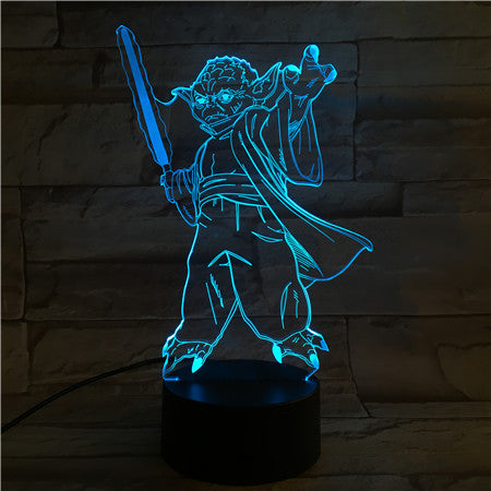 Master Yoda - 3D Optical Illusion LED Lamp Hologram