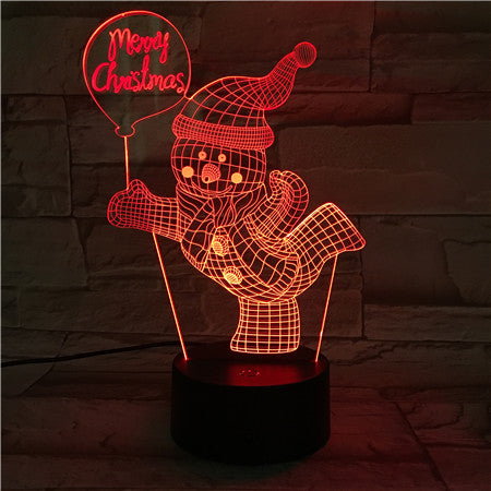 X-Mass Snowman - 3D Optical Illusion LED Lamp Hologram