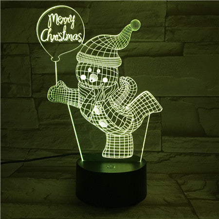 X-Mass Snowman - 3D Optical Illusion LED Lamp Hologram